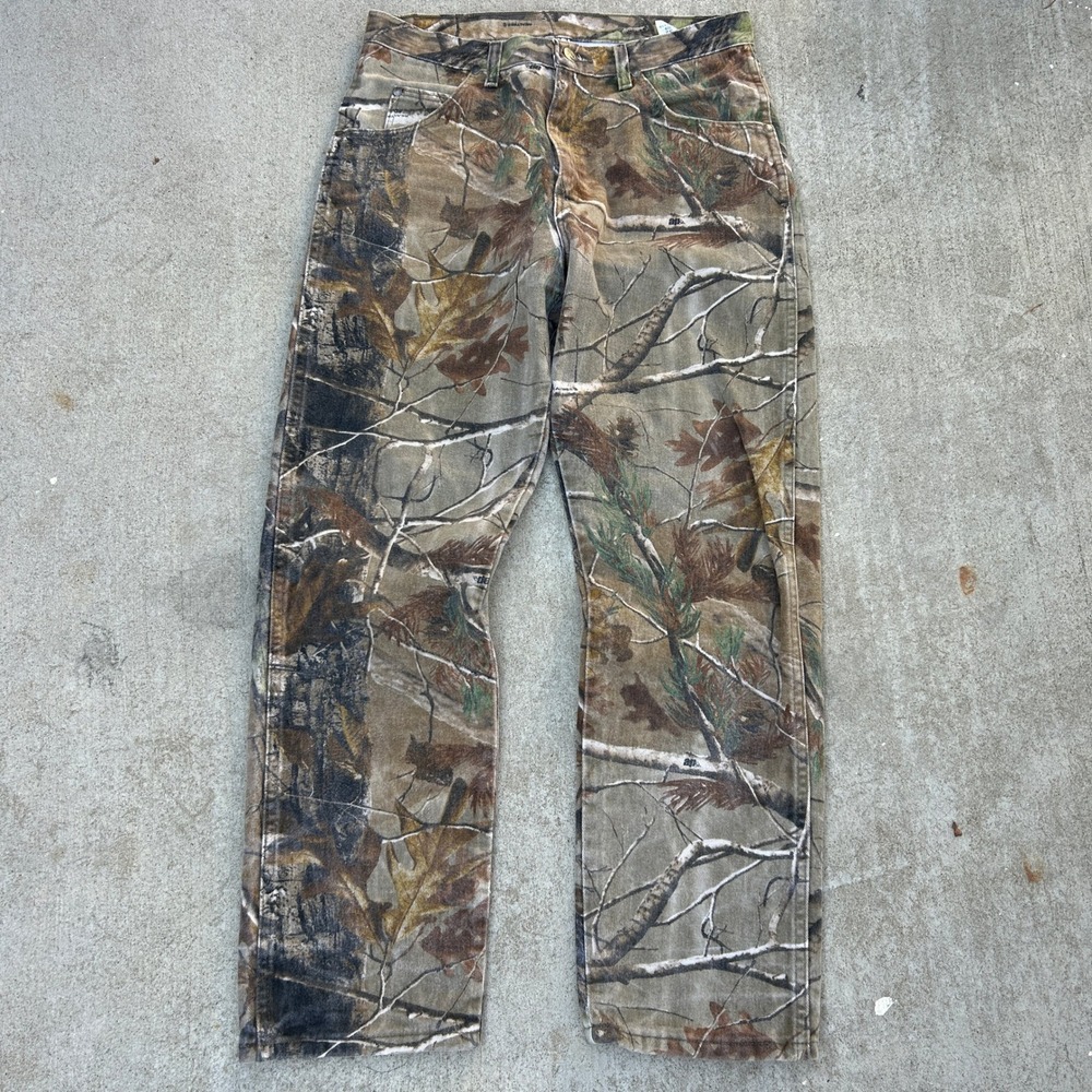 Wrangler Realtree Camo Pants 32x32 Vintage Canvas Workwear Streetwear Baggy